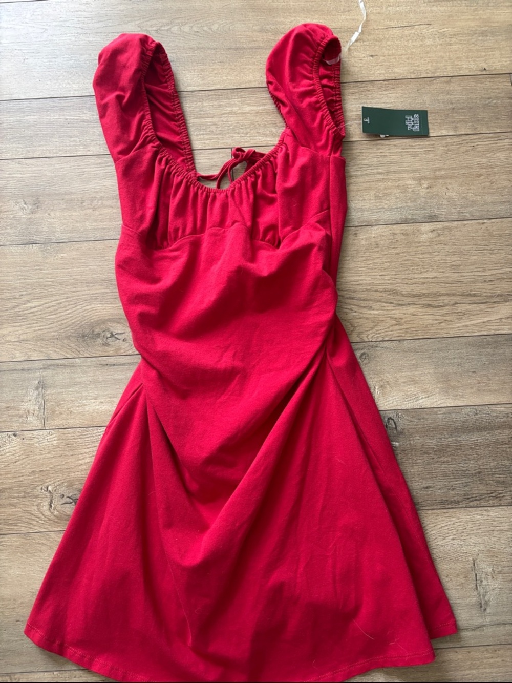 wild fable Red Mini Dress with Puff Straps